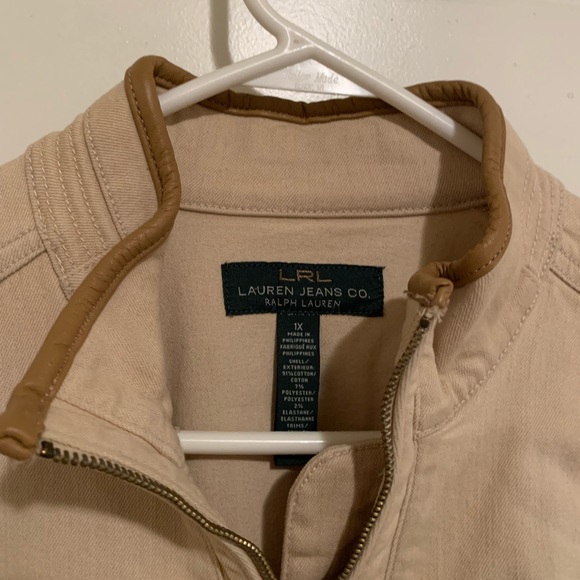 Classy denim jacket with leather trim - Picture 3 of 3